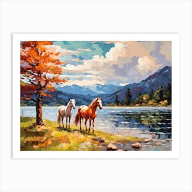 Horses Painting In Lake District, England, Landscape 4 Art Print