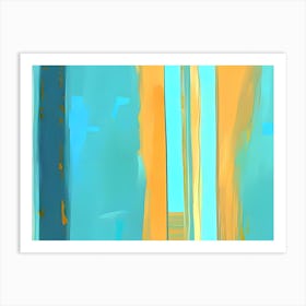 Blue Stripes Abstract Painting 1 Art Print