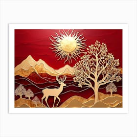 Deer In The Mountains 3 Art Print