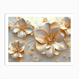 Flowers In Gold and Cream Colors Art Print