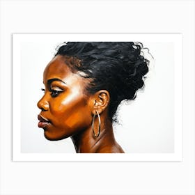 Side Profile Of Beautiful Woman Oil Painting 195 Art Print