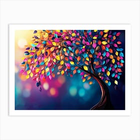 Colorful Tree With Leaves On Hanging Branches 18 Art Print