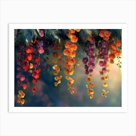 Elegant Colorful with Vibrant Flower Hanging Branches 11 Art Print