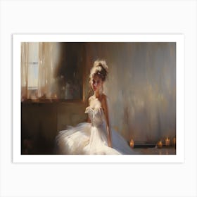 Portrait Of A Girl In A White Dress Art Print