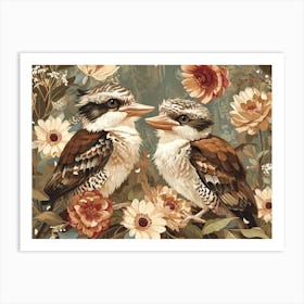 Floral Animal Illustration Kookaburra 1 Art Print