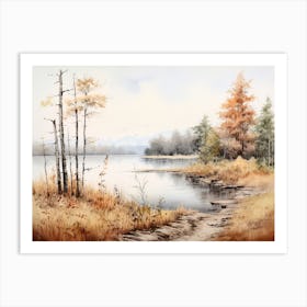 A Painting Of A Lake In Autumn 61 Art Print