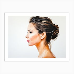 Side Profile Of Beautiful Woman Oil Painting 22 Art Print