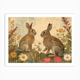 Floral Animal Illustration Rabbit 4 Art Print