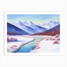 The Frozen River: A Winter Scene 1 Art Print