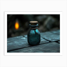 Small Bottle With Candle Art Print