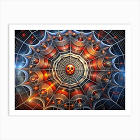 Abstract Halloween Web With Jack O Lantern In Center Art Print