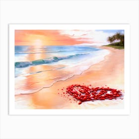 Heart On The Beach Art Print