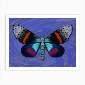 Mechanical Butterfly The Milionia Grandis On A Purple Background Art Print