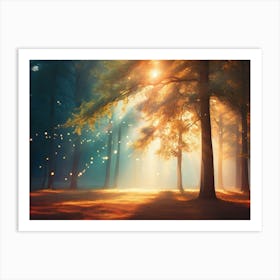 Fireflies In The Forest Art Print