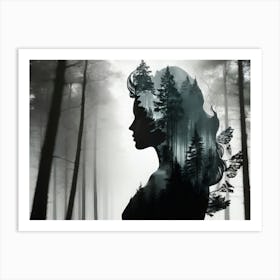 Silhouette Of A Woman - The Forest Queen Art Print