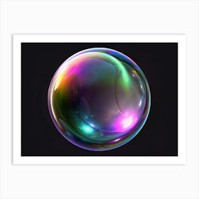 Rainbow Sphere On Black Background Art Print