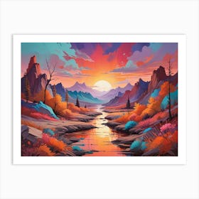 Sunset In The Mountains 2 Art Print