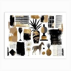 Gold And Black Abstract Painting 81 Art Print