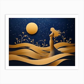 Golden Girl In The Desert Art Print