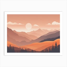 Misty mountains horizontal background in orange tone 75 Art Print