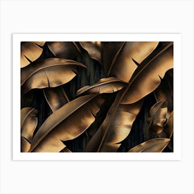 Grunge Bronze Banana Leaves Palm 2 Art Print