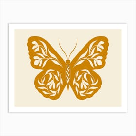 Folk Art Butterfly 02 - Mango Art Print