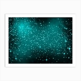 Cyan Shining Star Background Art Print