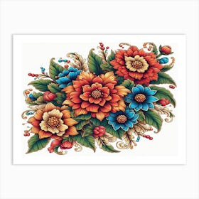 Russian Flowers 1 Art Print