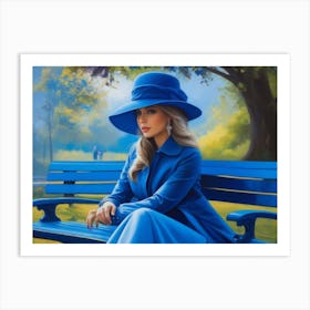 Blue Park Bench Art Print