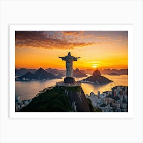 Cristo Redentor Statue Towering Over Rio De Janeiro Located On Corcovado Mountain Overlooking A Sc (3) Art Print