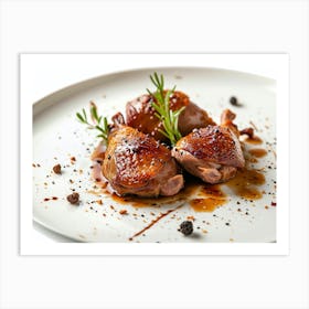 Roasted Duck On A White Plate Art Print