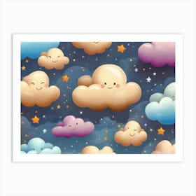 Cute Clouds Art Print