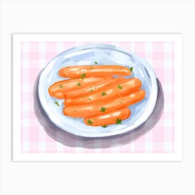 A Plate Of Carrots, Top View Food Illustration, Landscape 1 Art Print