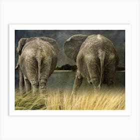 Elephants In The Grass Art Print