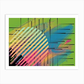 Green abstract grid Art Print