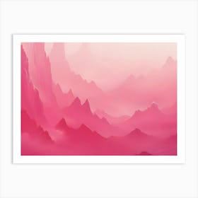 Pink Mountain Landscape Dreamy Fantasy Scene 1 Art Print