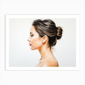 Side Profile Of Beautiful Woman Oil Painting 40 Art Print