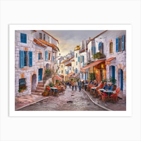 Cafes In Greece Art Print