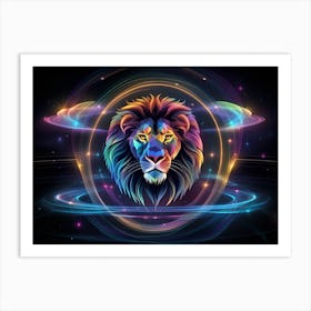 Lion neon Art Print