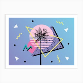 Memphis Pattern Retro Vaporwave 80s Nostalgia Palmtree Artwork Art Print