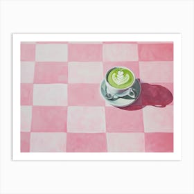 Matcha Latte Pink Checkerboard 4 Art Print