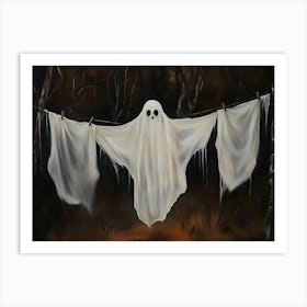 Ghost Hanging From Clothesline Art Print