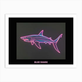 Neon Pink Blue Shark Poster 5 Art Print
