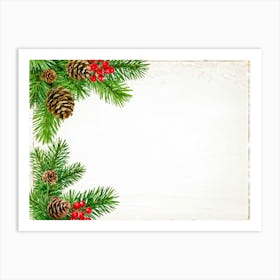 Christmas Frame With Pine Cones Art Print