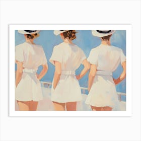 Three Women On A Boat Art Print