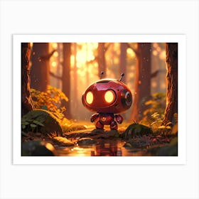 Robot In The Forest Art Print