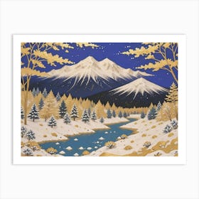 Radiant Gold Foil Winter Wilderness Art Print