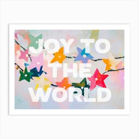 Joy To The World. Acrylic Christmas Light Garland with Quote Art Print