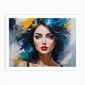 Woman With Blue Hair 3 Art Print