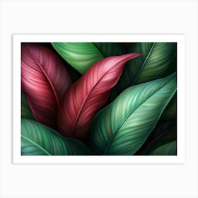 Red And Green Leaves 0003 Tropical 0004 Bp6586 Deep Green Tones No Red Exotic Tropical Leaves Creativ 6b13ba6b 82e2 4a34 Art Print